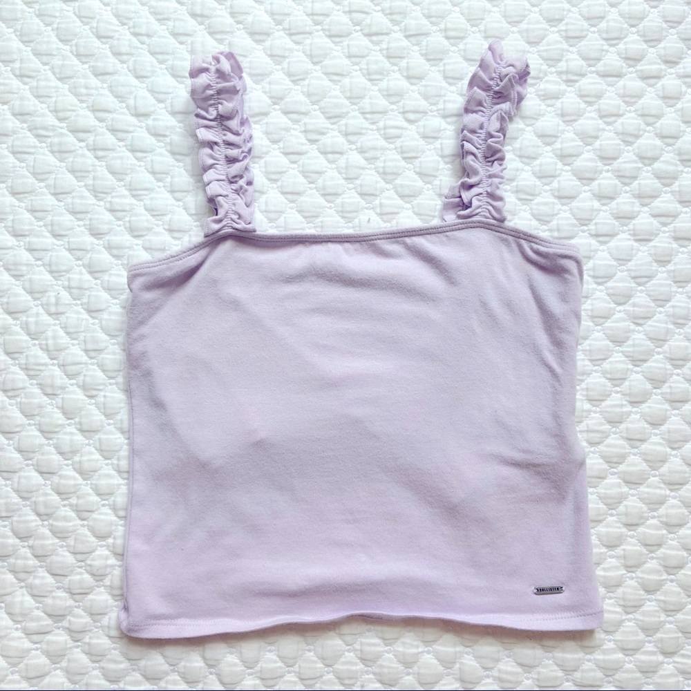Hollister Lilac Ruffle Strap Crop Tank
